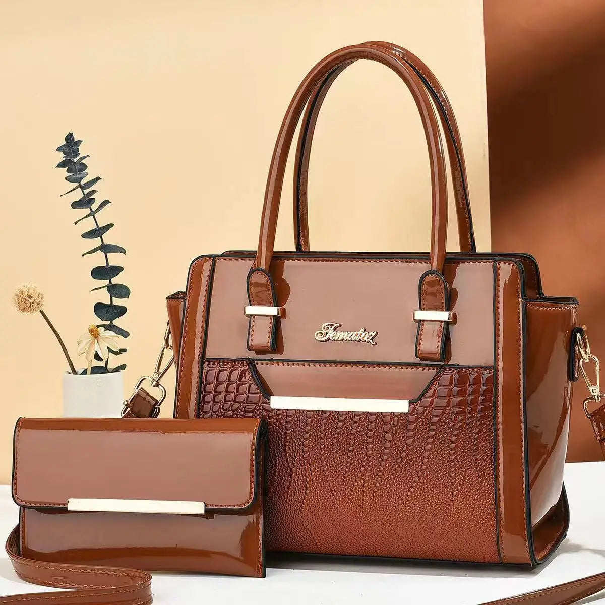 Women Fashion Handbags with large Capacity Crocodile Patterned PU Leather Bag 24Hr Smart